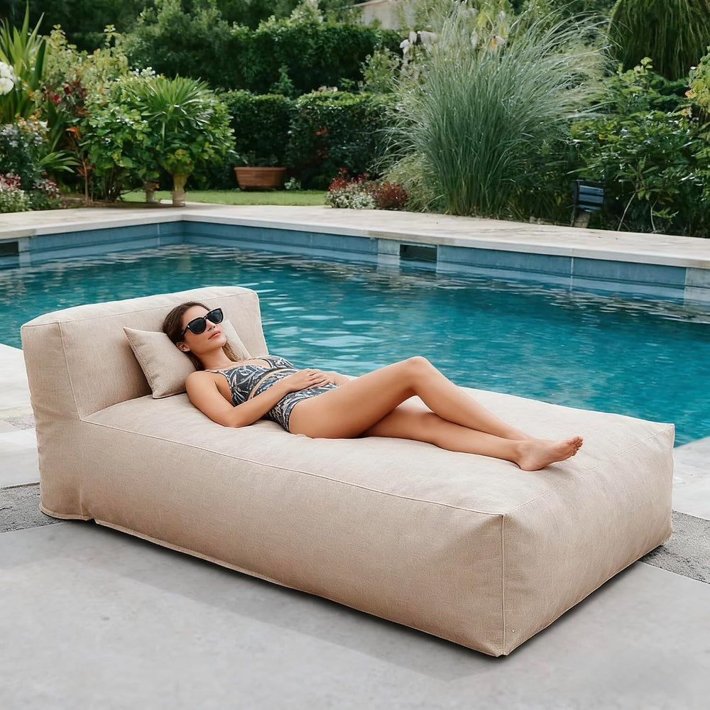 Outdoor Bean Bag Lounger, Waterproof Chaise Lounge Foam Filled Patio Daybed