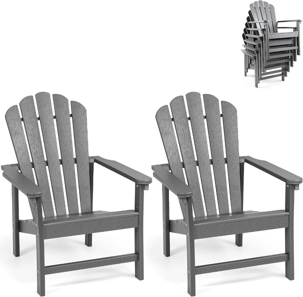 Oversized Stackable Adirondack Chair Set of 2, HDPE Fire Pit Chair