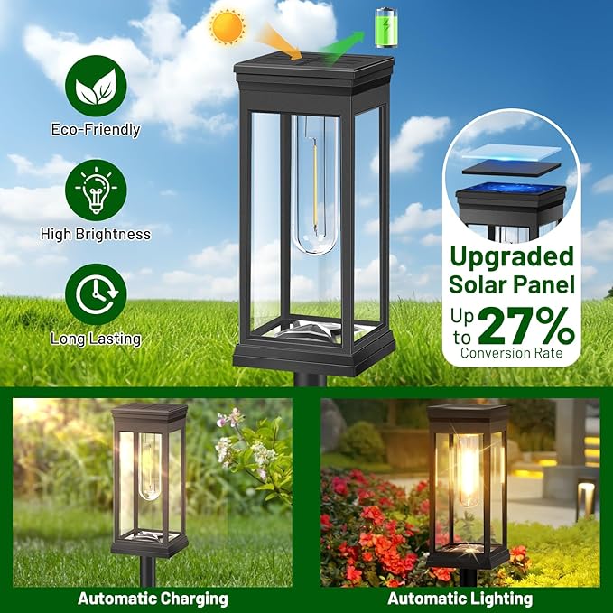 BesLowe Upgraded Solar Pathway Lights Outdoor, 12-Pack Large LED Solar Light ...