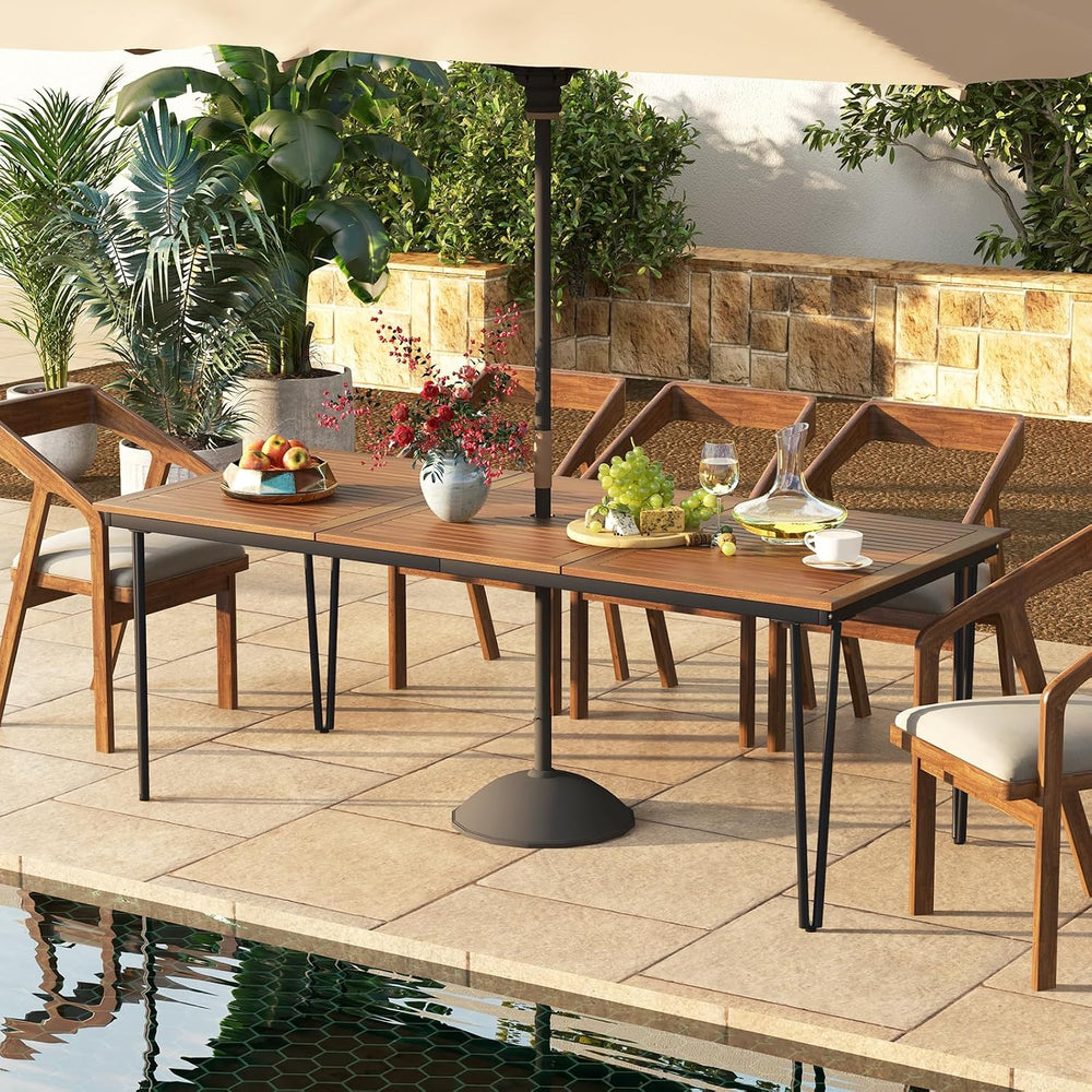 Tangkula 79 Inch Outdoor Dining Table for 8, Acacia Wood 8-Person Patio Table...