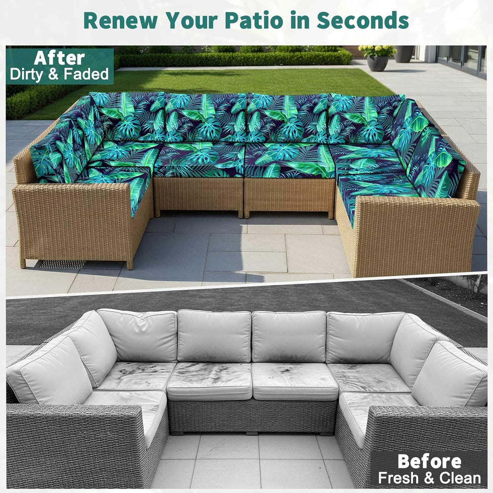 14 Pieces Outdoor Cushion Covers, 6-Seat Couch Sectional Slipcovers