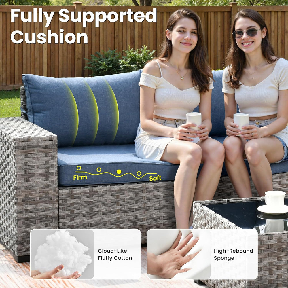 ovios 10 Pieces Patio Furniture Set, Outdoor Wicker Sectional Sofa Couch with...