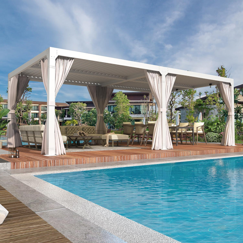 YOLENY Louvered Pergola 12x24, All Aluminum Pergola with Adjustable Rainproof...