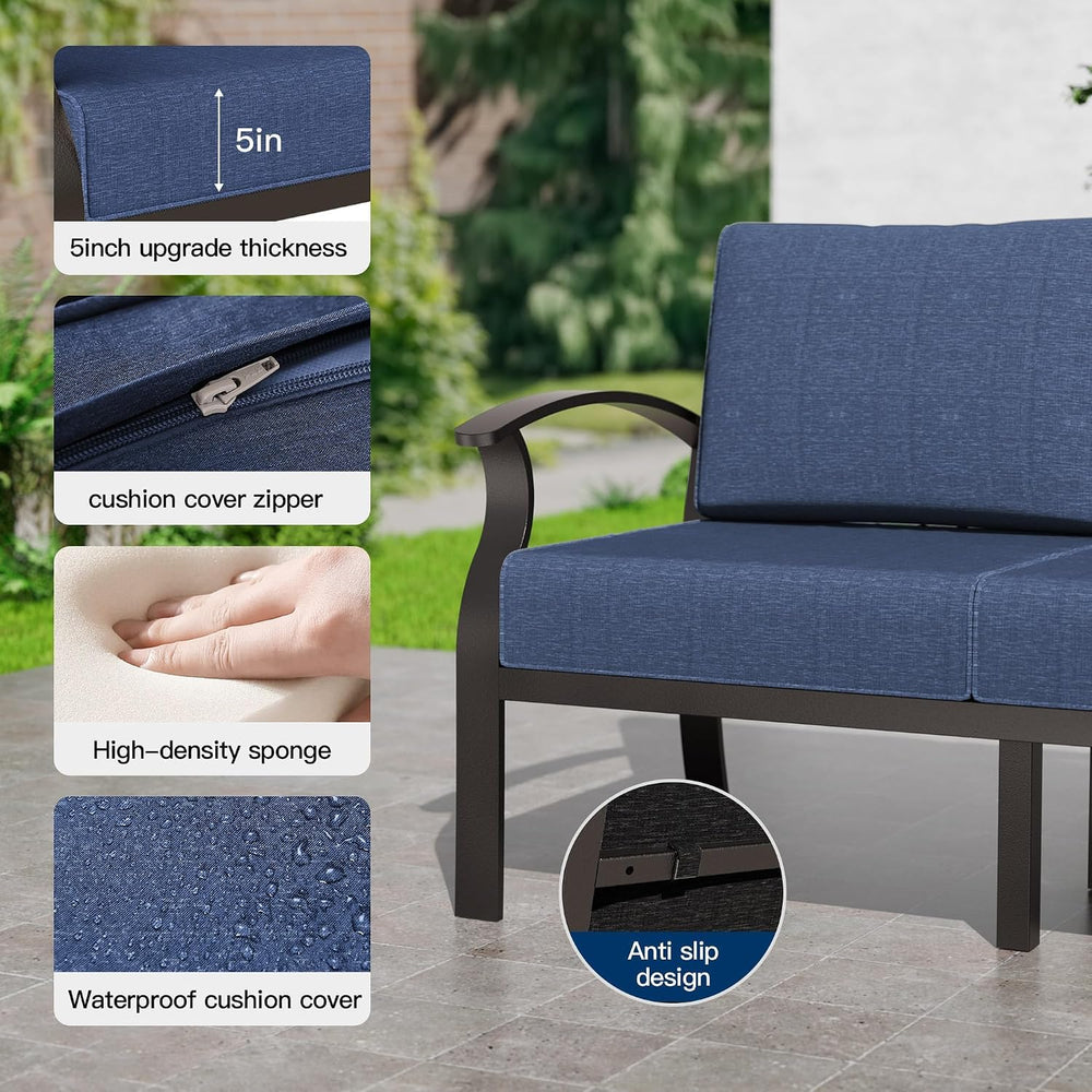 Aluminum Outdoor Patio Furniture Set with 5.1'' Thick Cushions