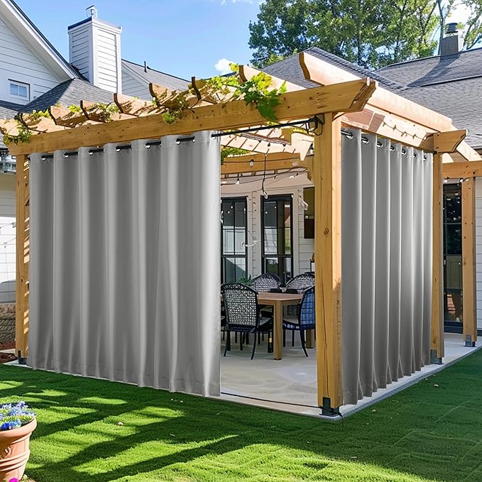 NICETOWN 2 Panels Outdoor Curtains for Patio Waterproof & Windproof, Extr...