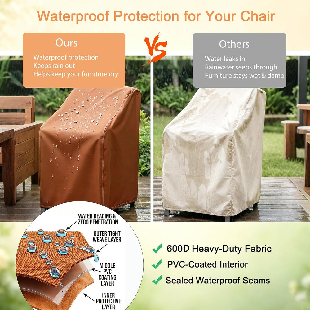 NettyPro Stackable Chair Covers 2 Pack Waterproof Outdoor Stack Chairs Cover ...