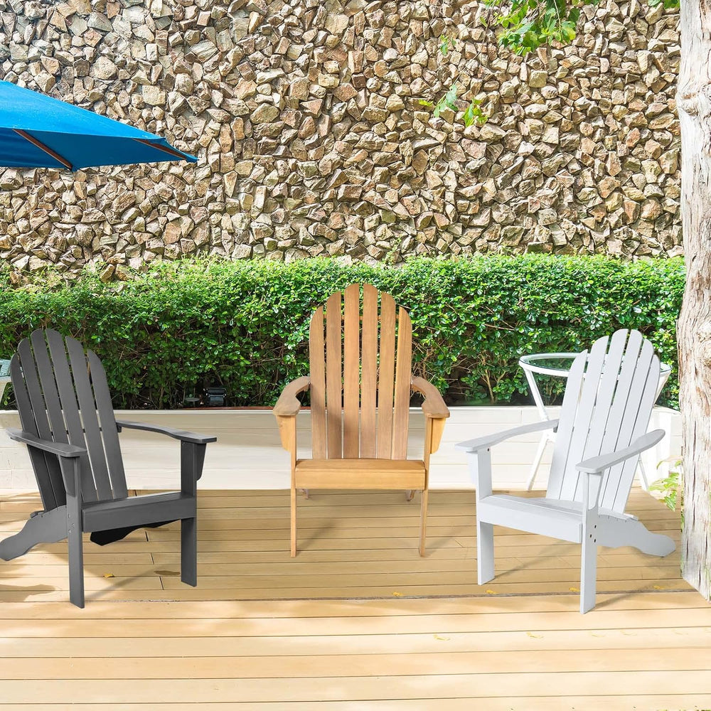 Tangkula Adirondack Chair, Acacia Wood Adirondack Lounger Chair, Outdoor Armc...