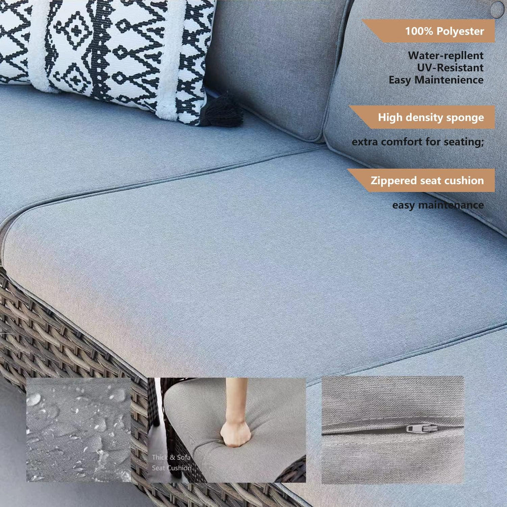 3-Seat Outdoor Wicker Sofa PE Rattan Patio Couch with Cushions,Deep Seat High...