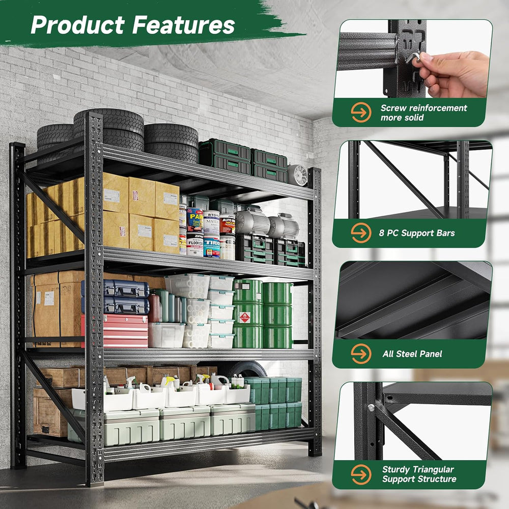 Letaya 3000LBS Storage Shelves Heavy Duty,70" H Garage Shelving Units, 4...