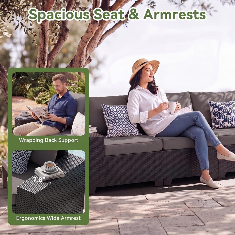 LazySunsets 13 PCS Patio Furniture Set with 44'' Fire Pit Table, Outd...