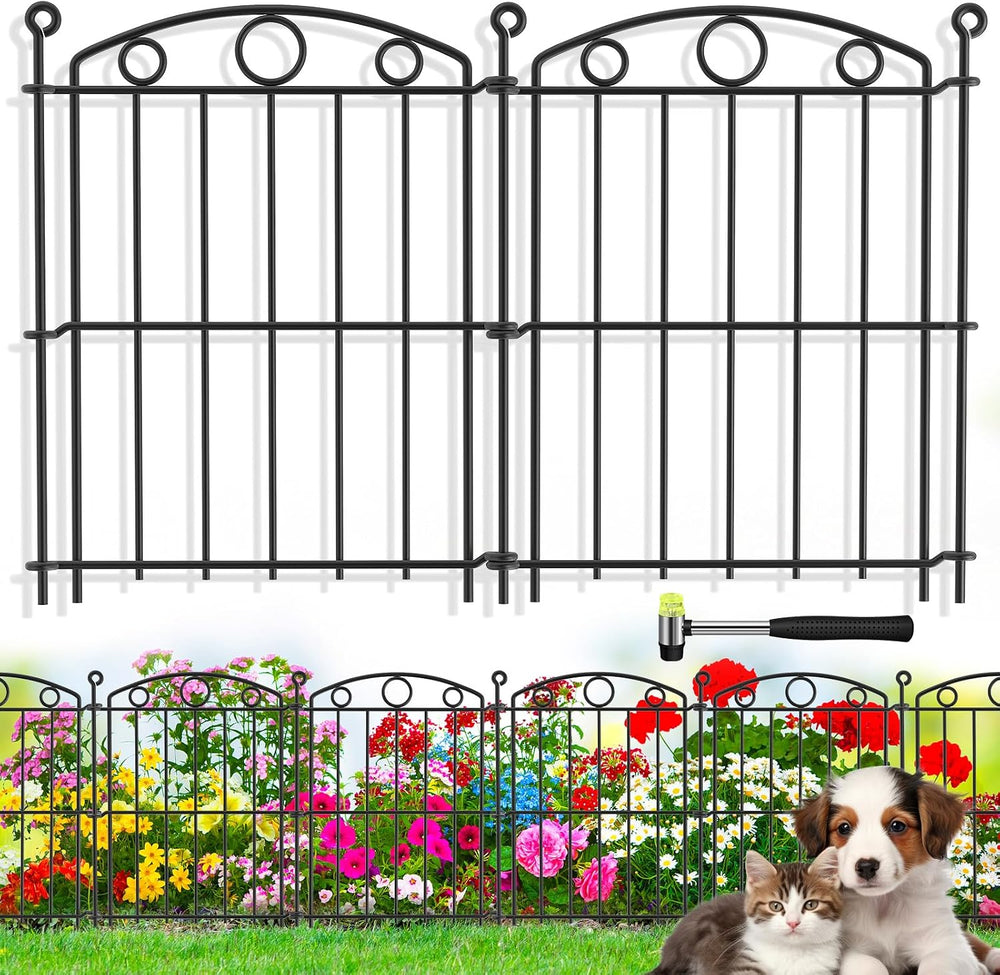 Decorative Garden Fence 17in x 30ft, 30 Panels No Dig Fence, Metal Fencing