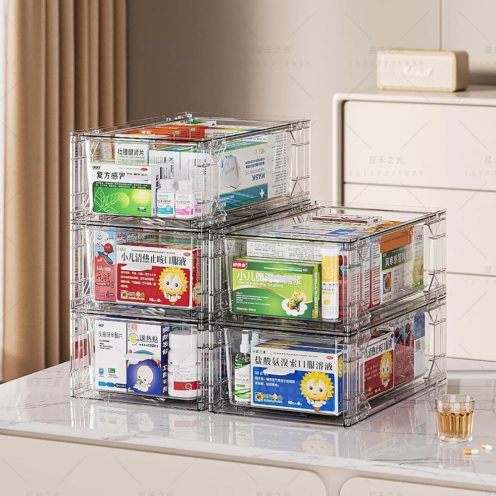 Clear Pulling Medicine Drawer First Aid Kit Box for Bathroom, Cabinet, Closet...