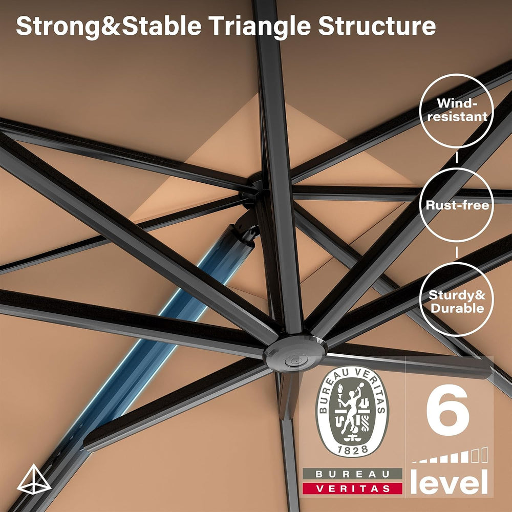 Patio Umbrella Outdoor, 10 FT Cantilever Umbrella Aluminum Offset Umbrella wi...
