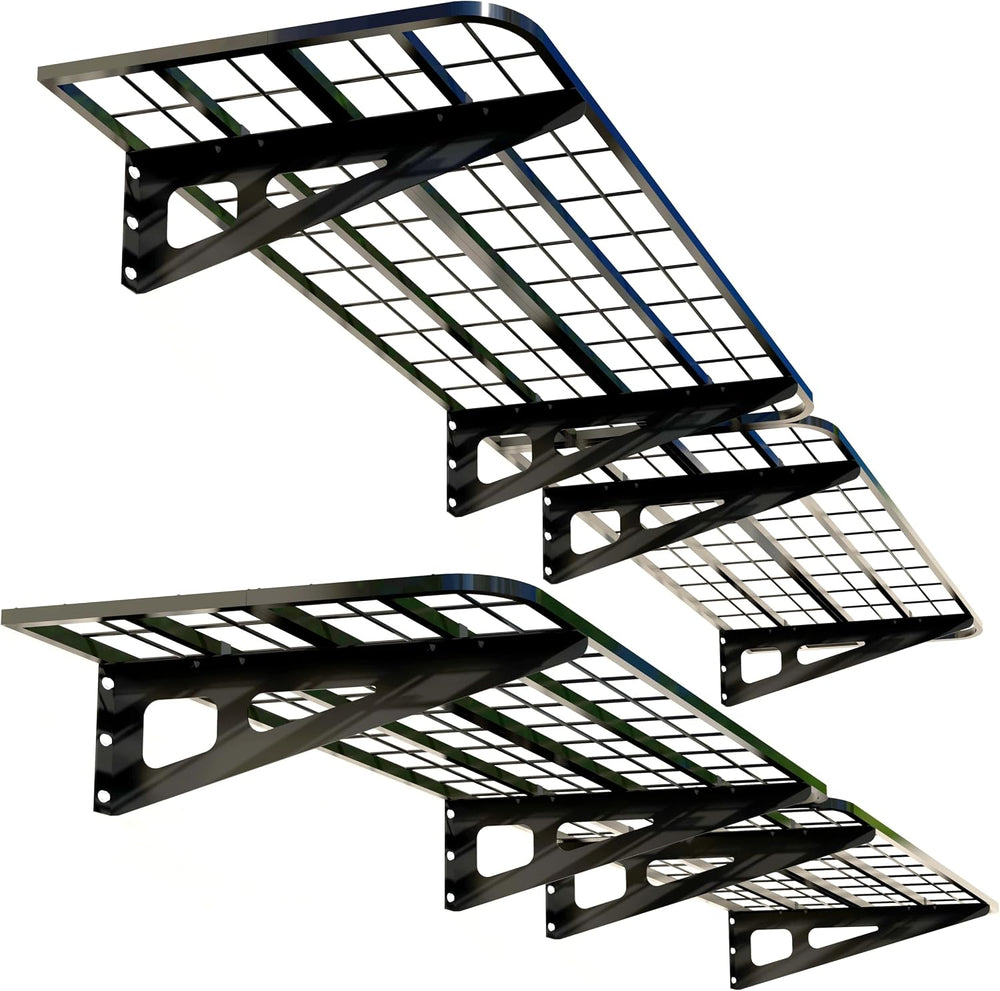 4-Pack 2x4ft Garage Wall Shelving, 4 Shelf Total 16 ft(L) Garage Shelving Wal...