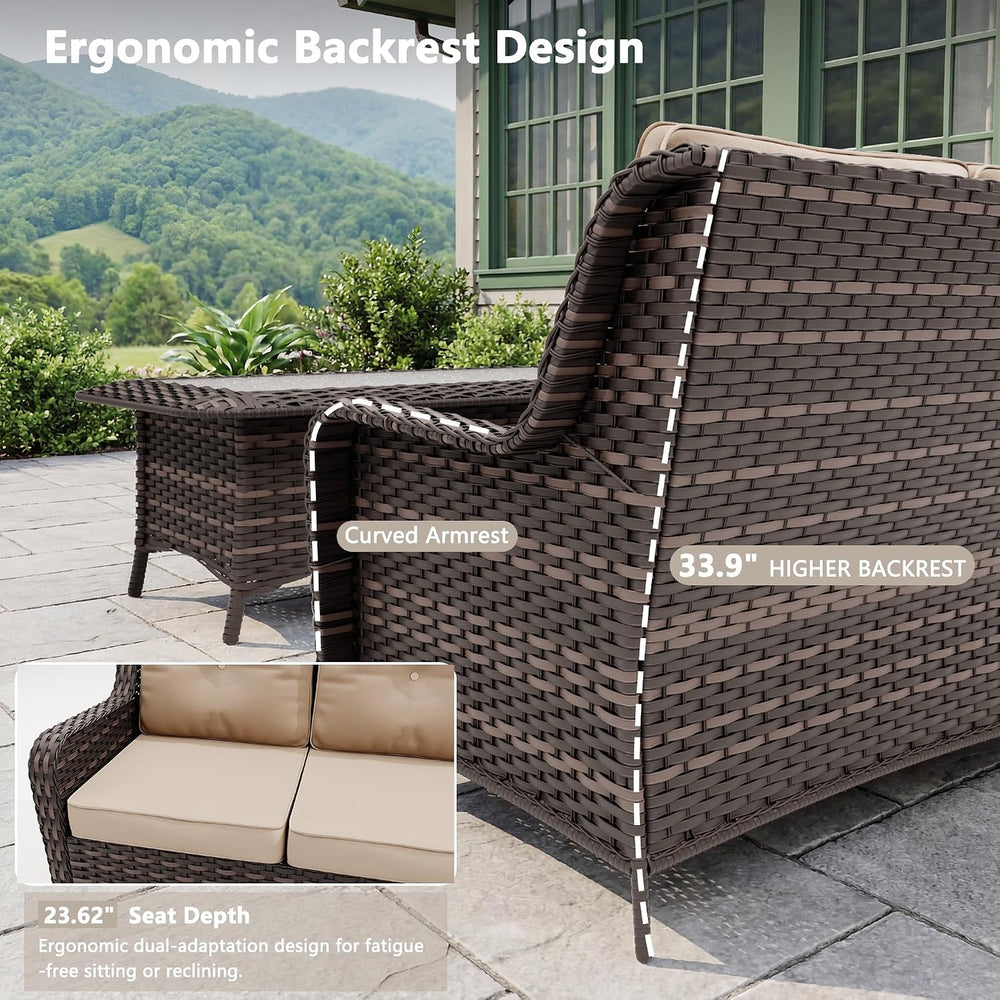 7 Pieces Outdoor Patio Furniture Set,Sand