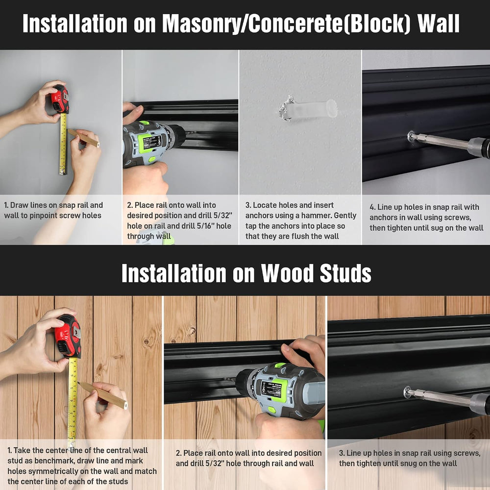 WORKPRO 64" Garage Tool Organizer Wall Mount with 8 Adjustable Hooks