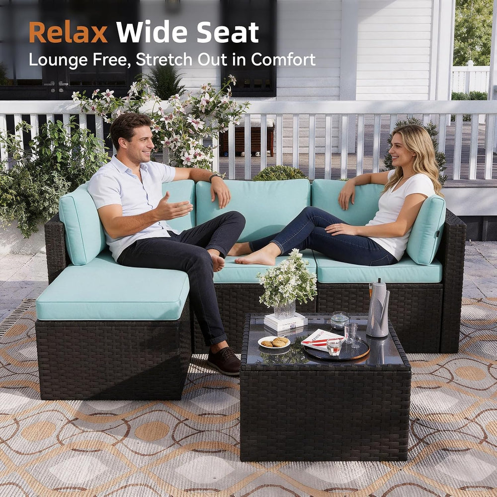 Aoxun Patio Furniture Set 5-Piece, Outdoor Sectional Sofas with Washable Cush...