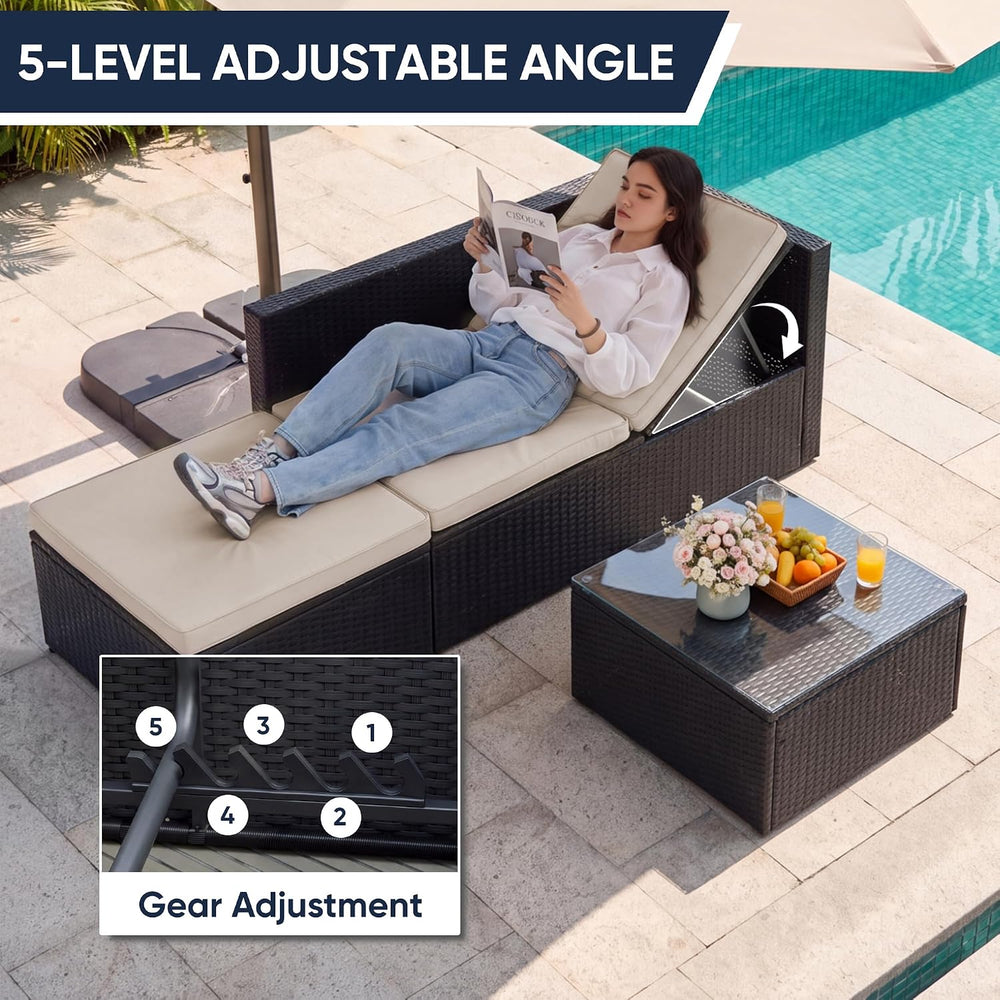 Greesum 3 Piece Patio Furniture Set Outdoor Wicker Rattan Sectional Sofa with...