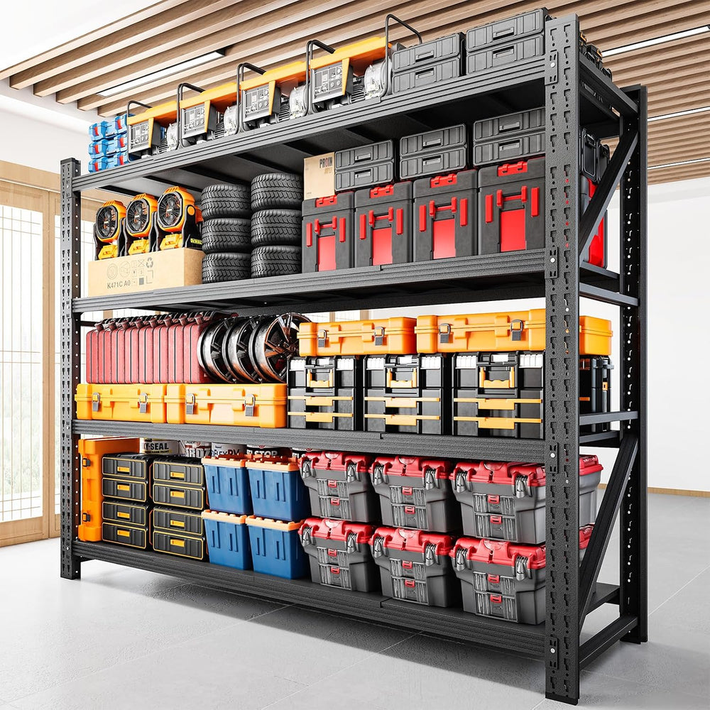 RAVIGIN 7000LBS Storage Shelves,79" W Garage Shelving Heavy Duty Metal A...