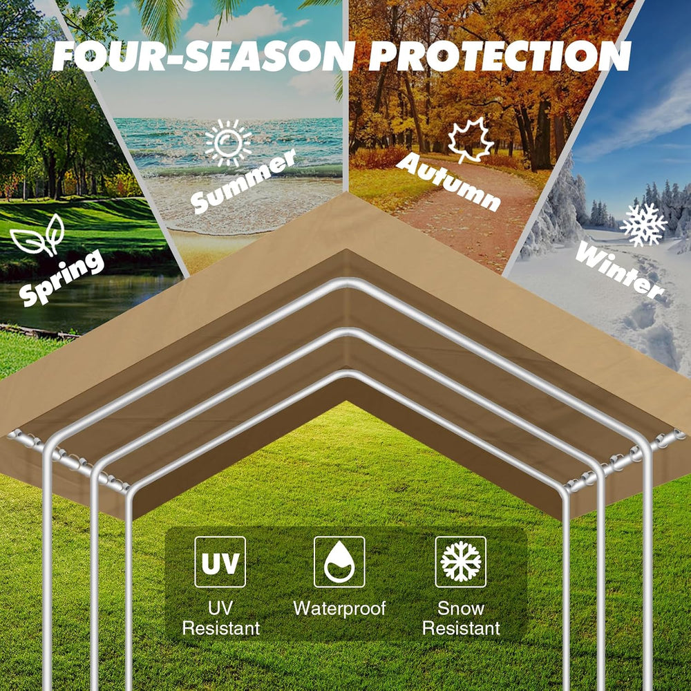 10x20FT Carport Canopy Replacement Cover Heavy Duty Waterproof & UV Prote...