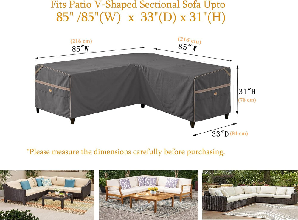 Waterproof 5-Seater Patio V-Shaped Sofa Cover