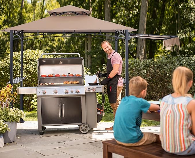 ABCCANOPY Grill Gazebo with Extra Awning - 11x5 Outdoor BBQ Canopy Shelter wi...