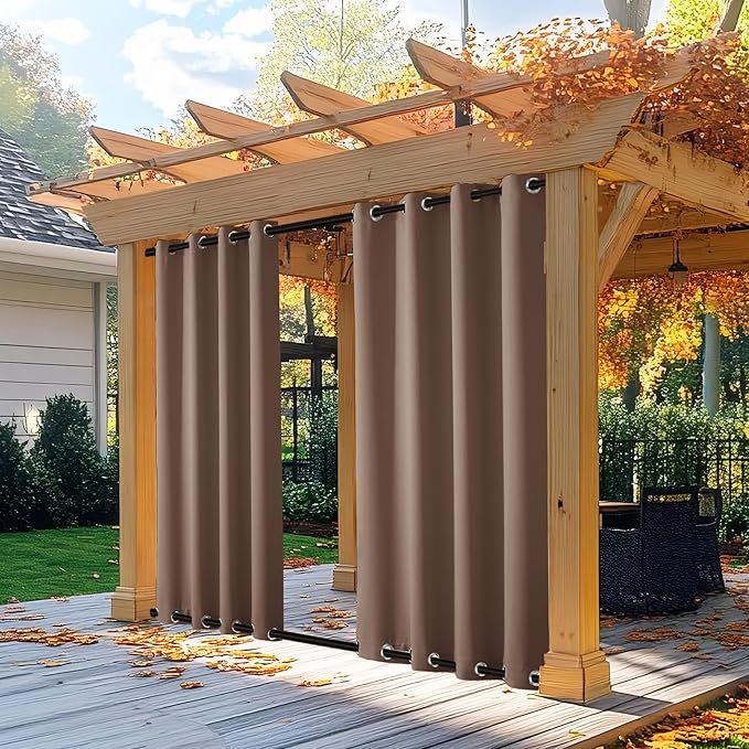 NICETOWN 2 Panels Outdoor Curtains for Patio Waterproof Top and Bottom Gromme...