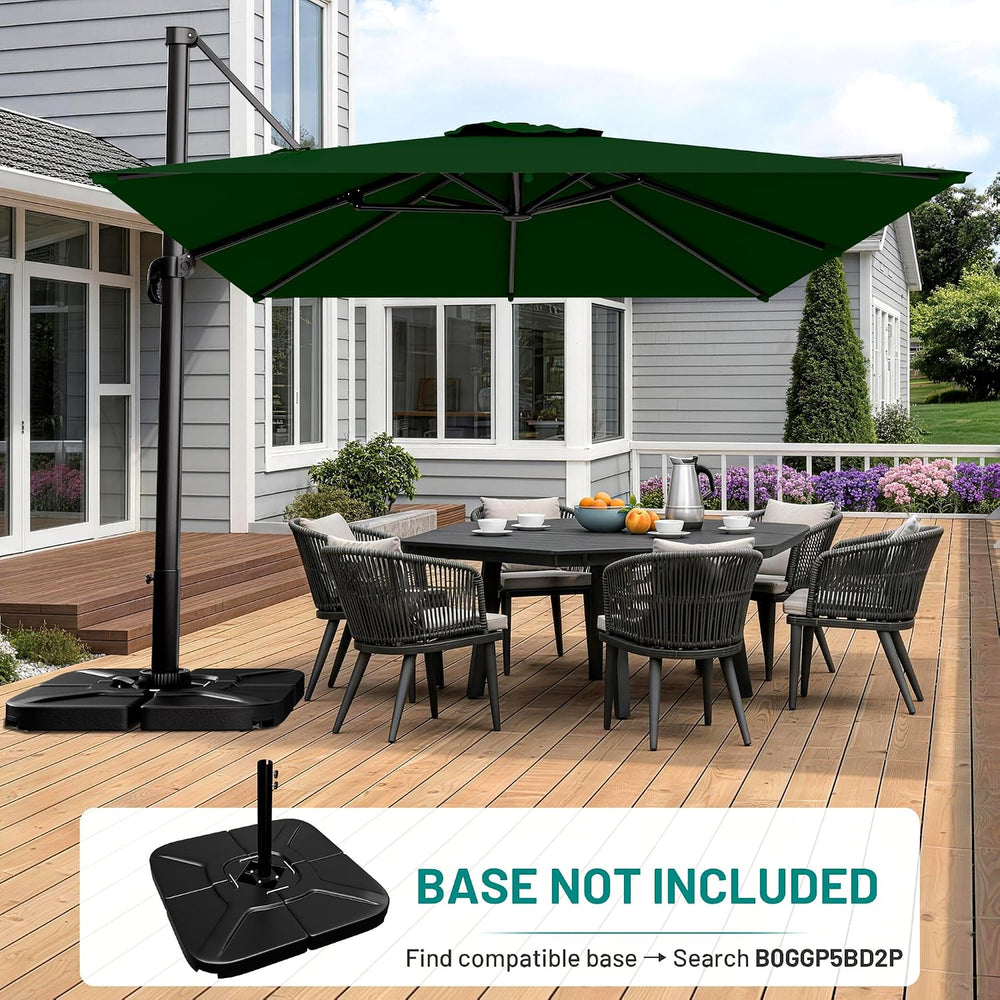 AreShark 10 X 13 FT Cantilever Umbrella w/ 360-Degree Rotation, Dark Green