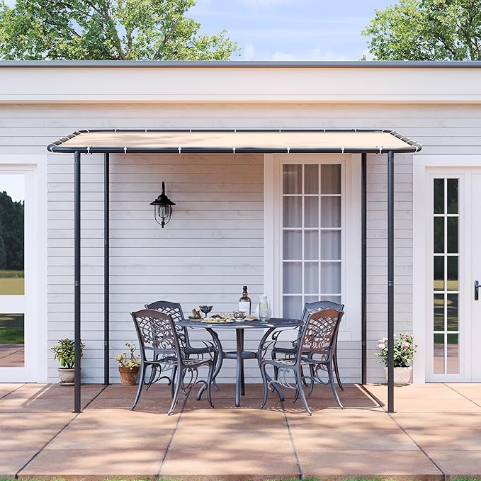Aoxun 10x6 Lean to Gazebo Outdoor Pergola with Water Resistant & UV-Resis...