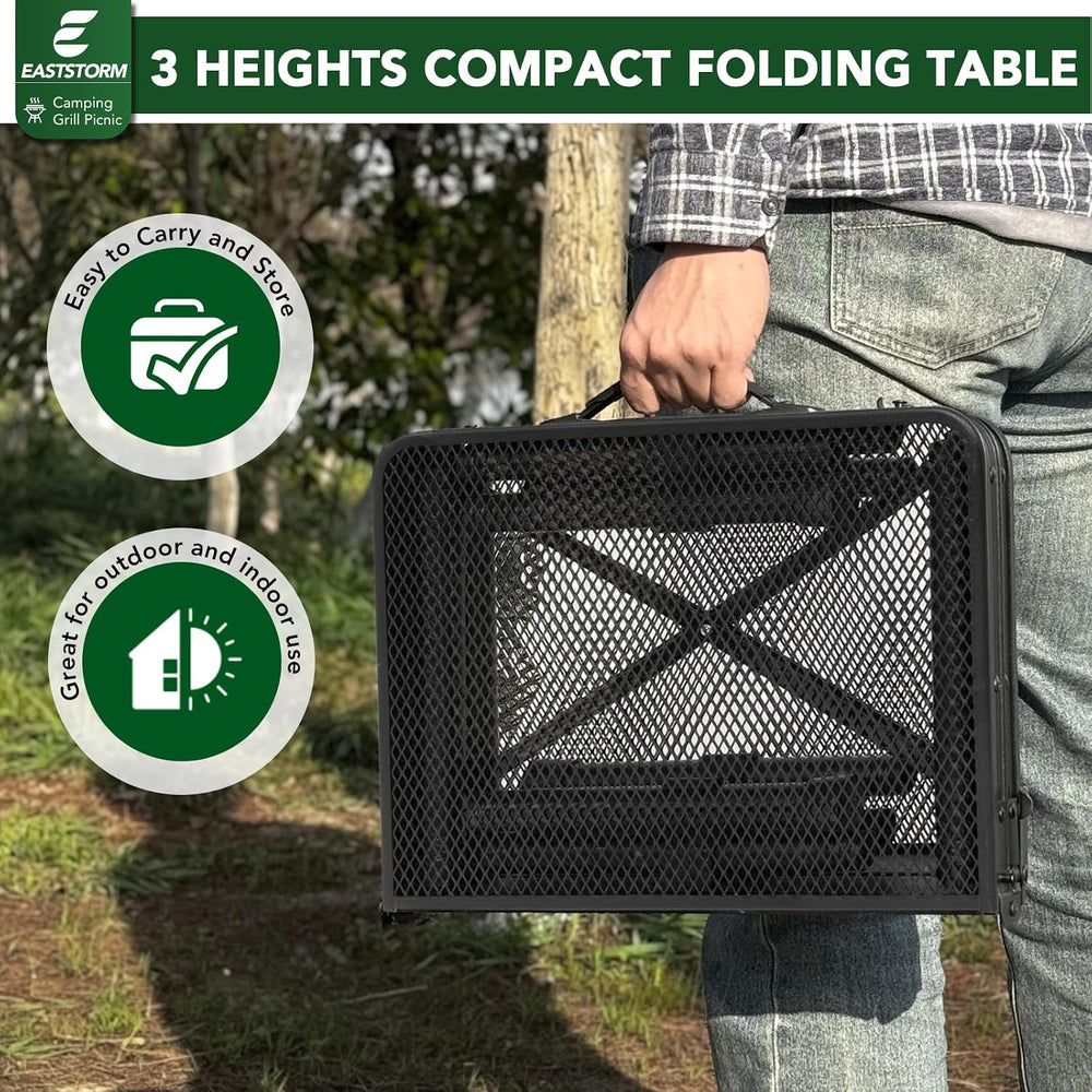 Folding Grill Table for Outside, 3 Height Adjustable,Small Camping Table with...