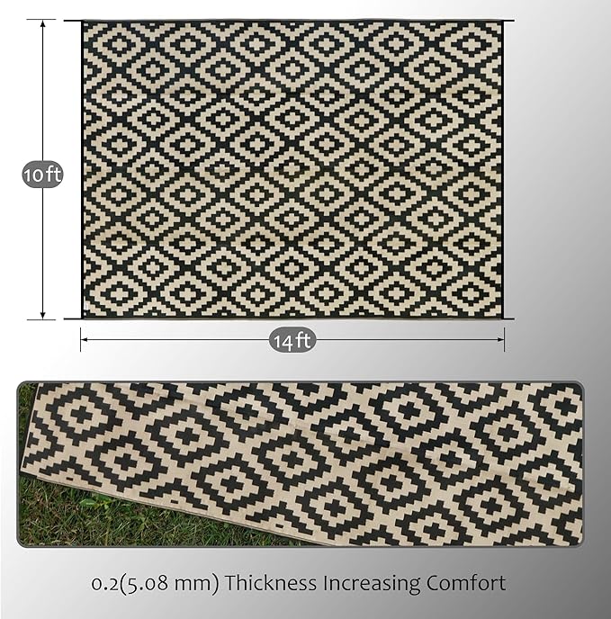 SAND MINE Reversible Mats, Plastic Straw Rug, Modern Area Rug, Large Floor Ma...