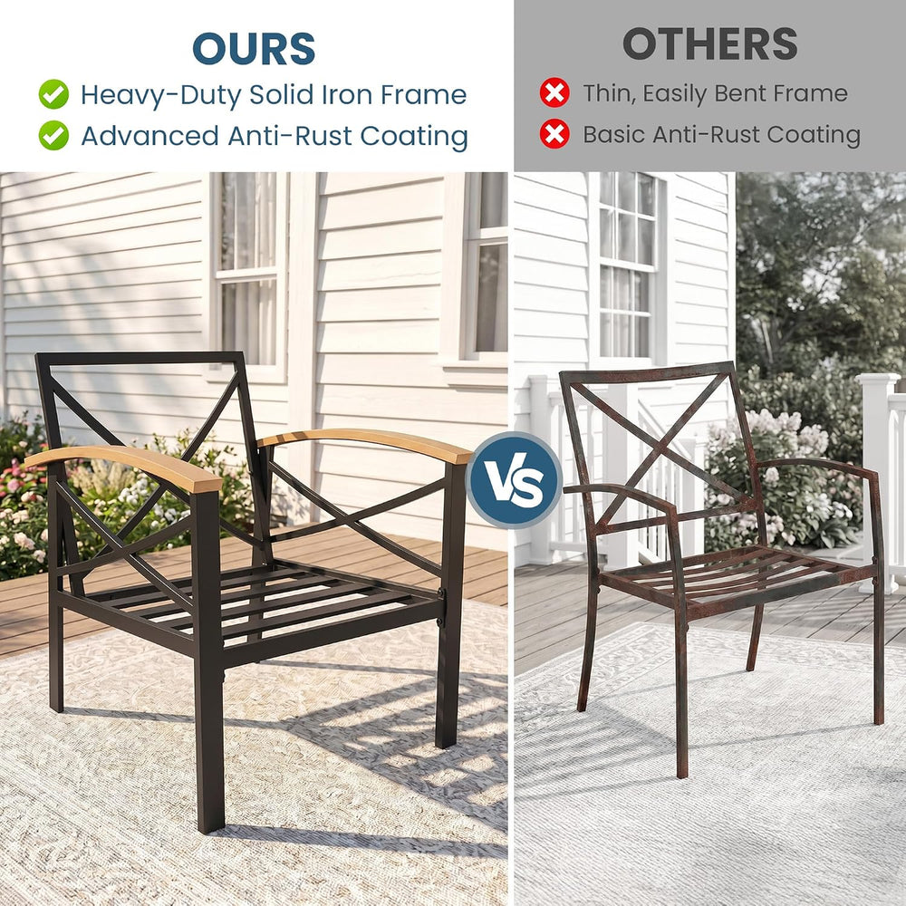 3-Piece Outdoor Patio Furniture Set for All-Weather, Heavy-Duty Metal Outside...