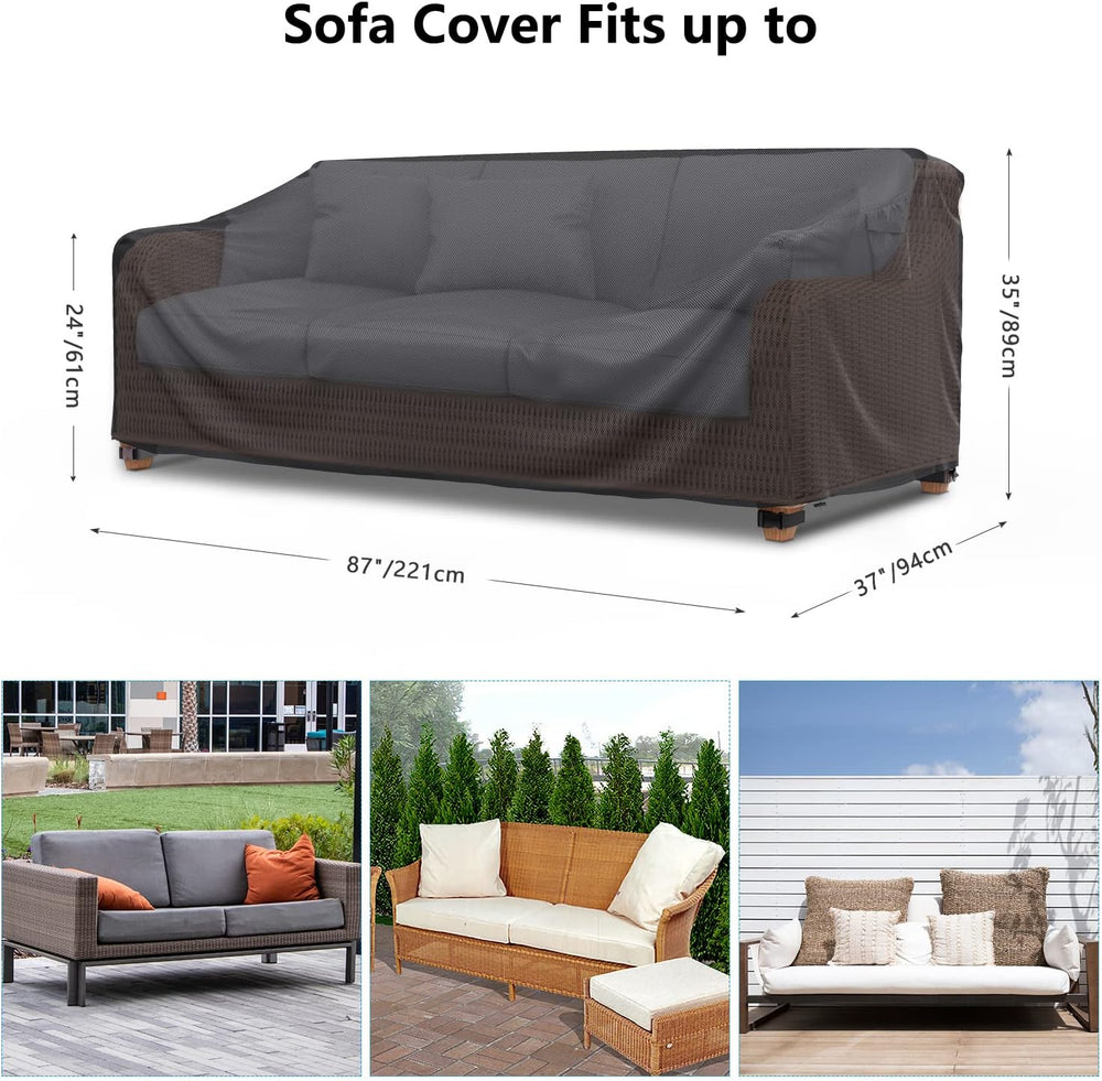 Mrrihand 3-Seater Outdoor Patio Sofa Cover Waterproof 87"W×37"D×35&...