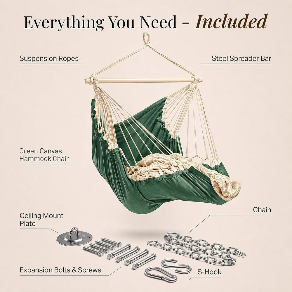 Hanging Hammock Chair Swing with Footrest - XL Hammock Swing Chair