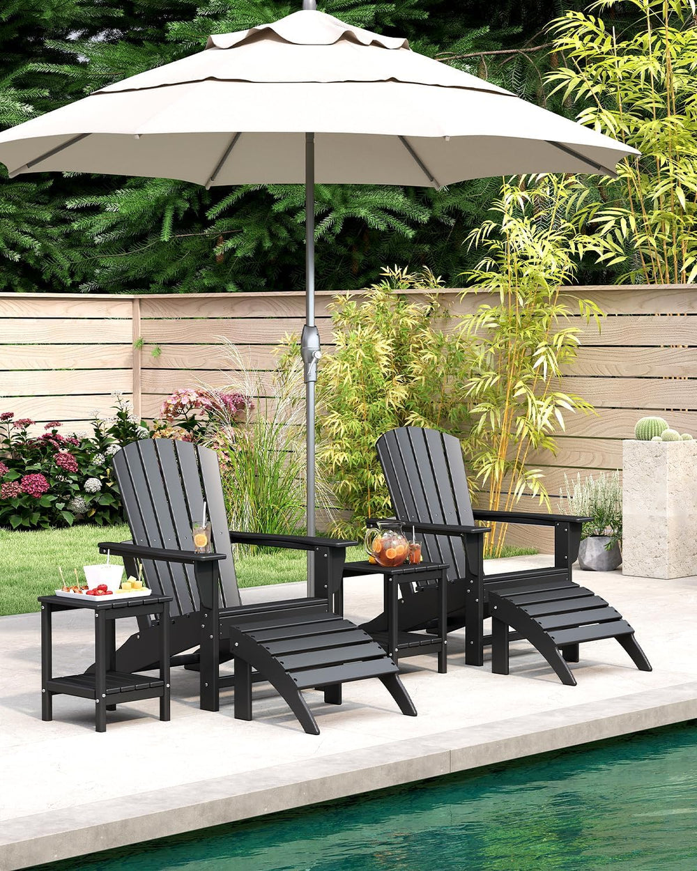 BRIOPAWS Oversized-Adirondack-Chairs Set of 2 | HDPE | All Weather | Black