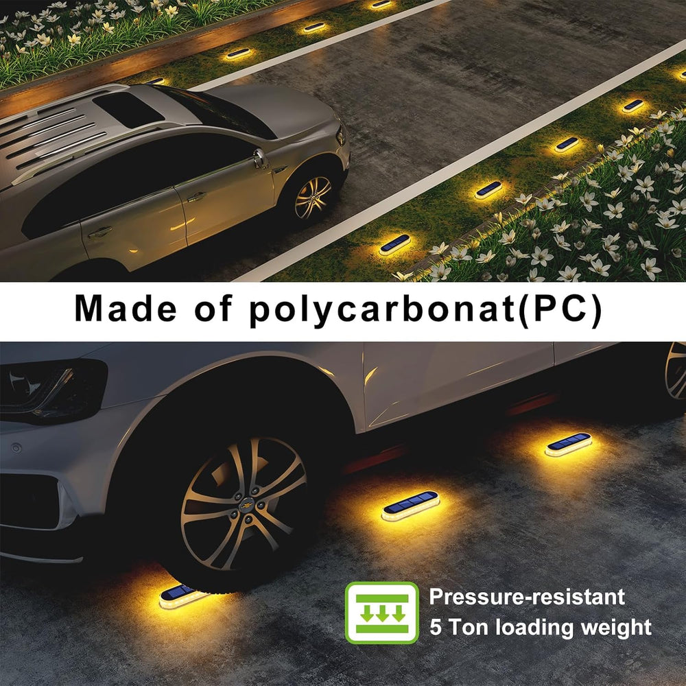 DetarZinLED Solar Step Lights Outdoor IP68 Waterproof 6 Pack Warm White Bar