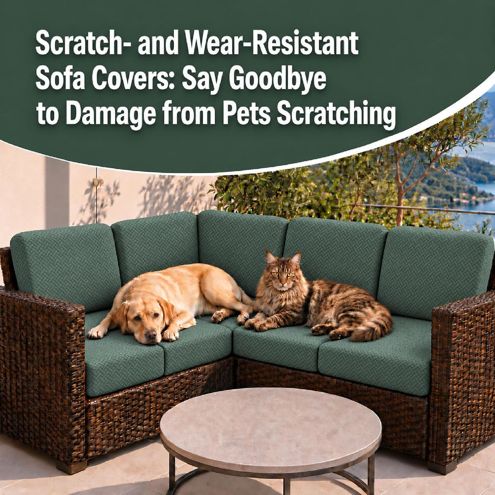 8Pcs Patio Cushion Covers, Outdoor Stretch Cushion Covers, Washable