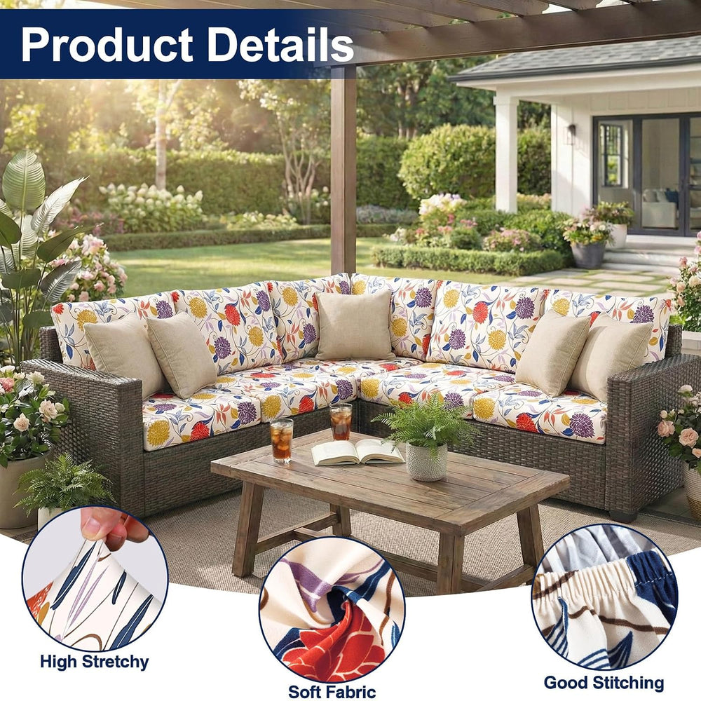 Smiry Waterproof Patio Cushion Covers, Stretch Outdoor Furniture Covers