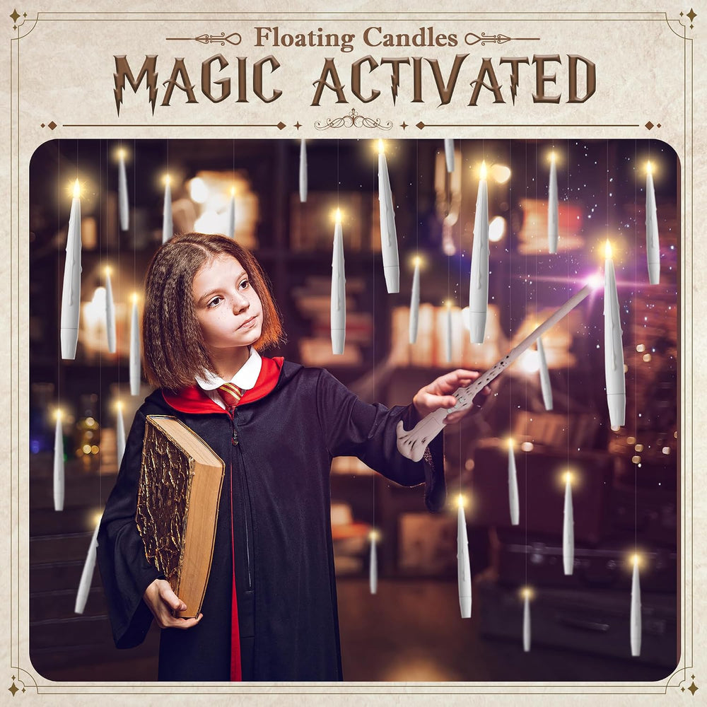 JOIONE Floating Candles with Wand, 20Pcs White Hanging Candle for Halloween