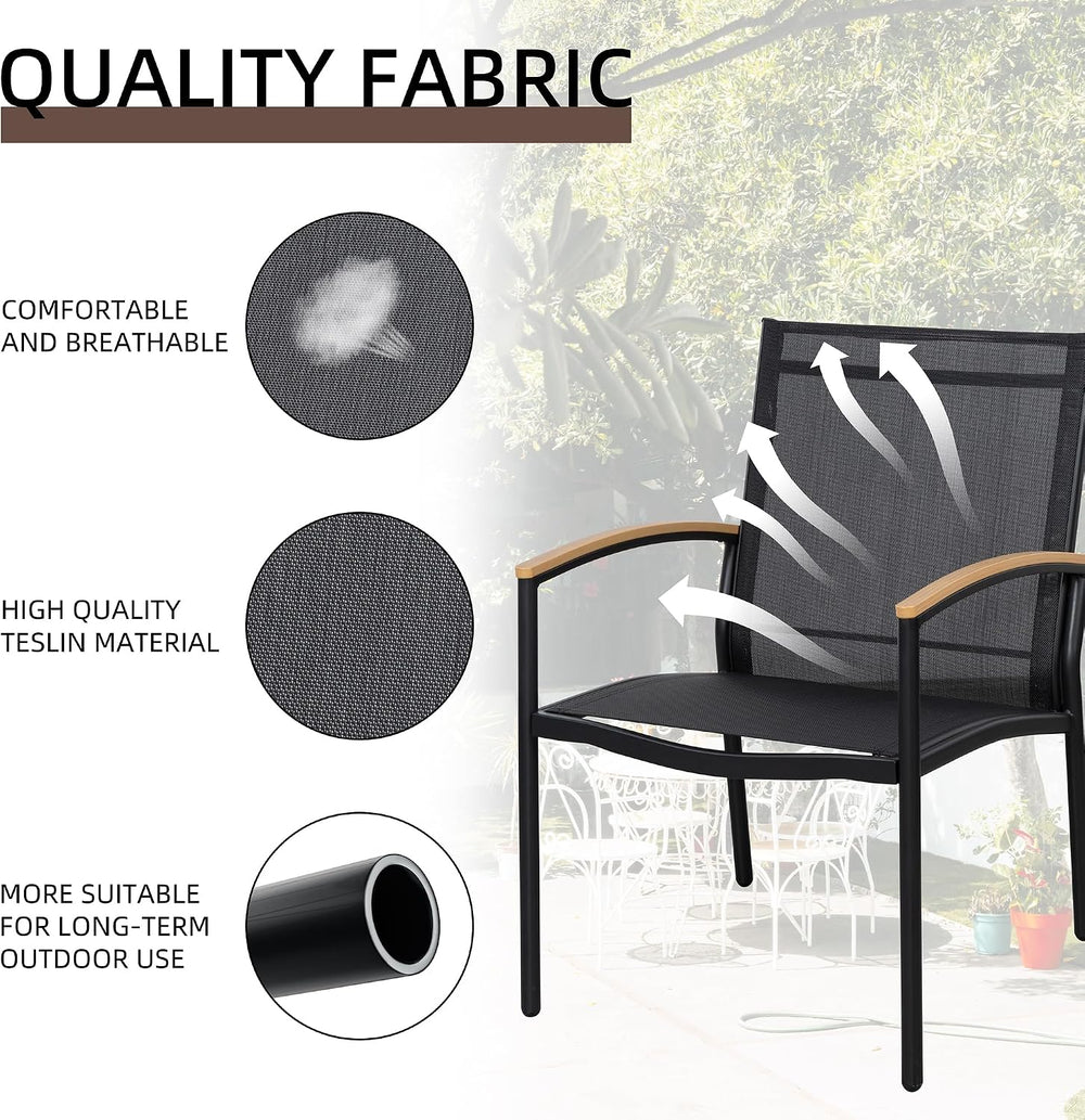 Shintenchi 3 Pieces Patio Bistro Sets, Outdoor Textilene Fabric Conversation ...