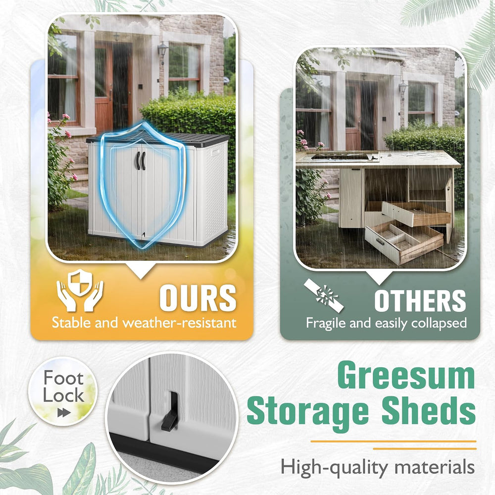 Greesum 26 CUFT Outdoor Storage Cabinet with 2 Lockable Doors, White