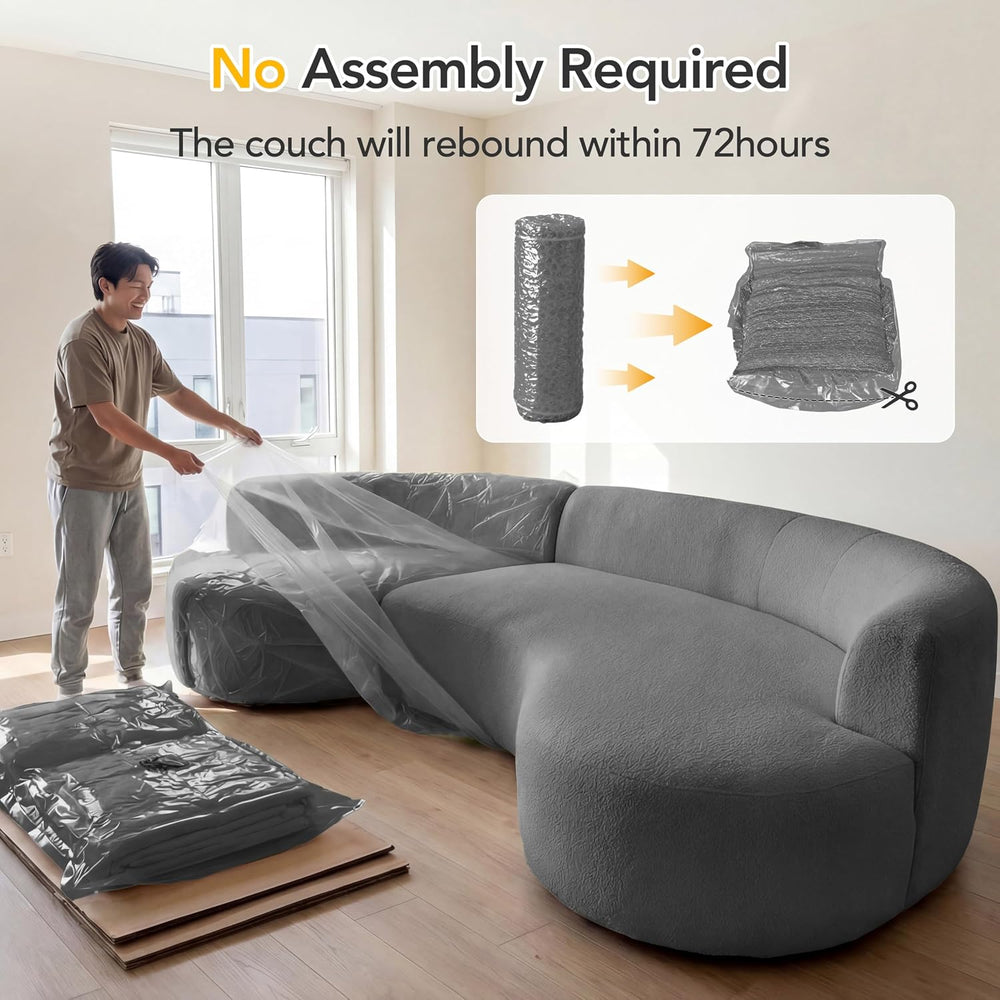 122" Modern Curved Oversized Sectional Sofa with Left Chaise for Living ...