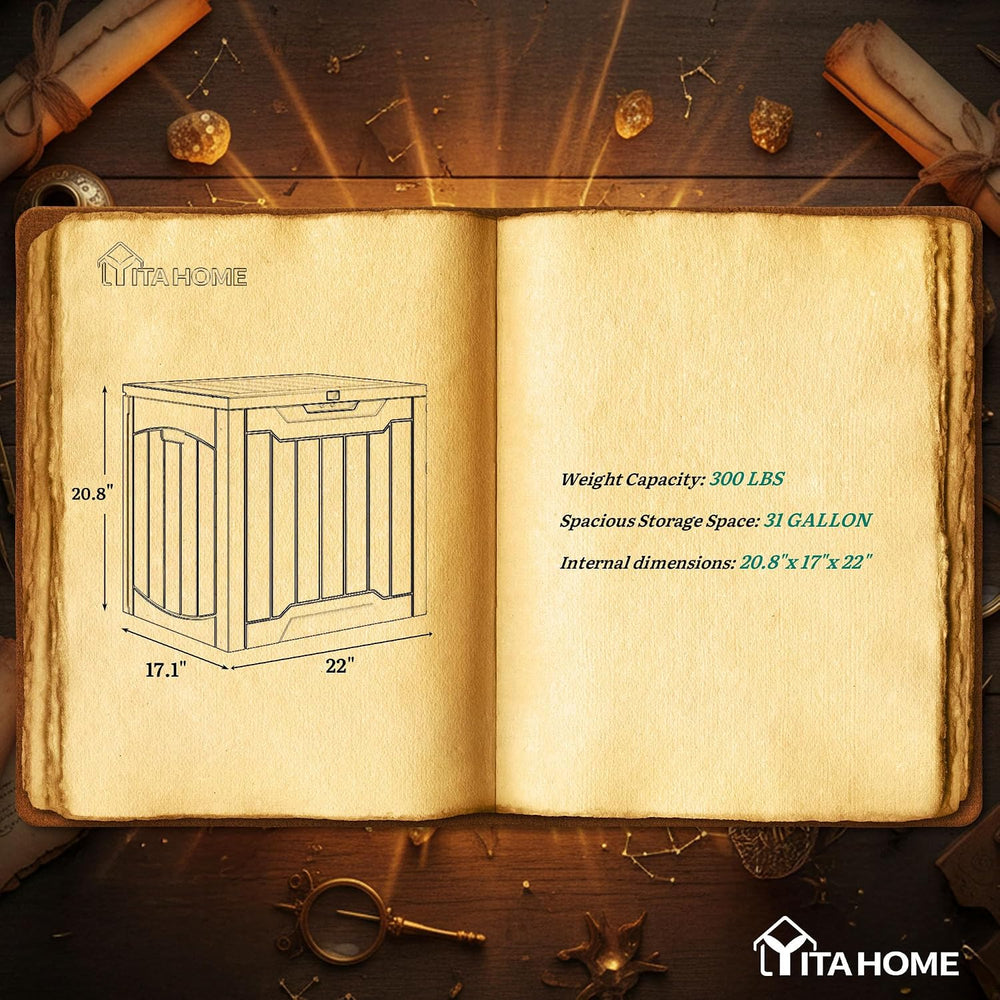YITAHOME 31 Gallon Resin Deck Box Outdoor Storage Box and Waterproof