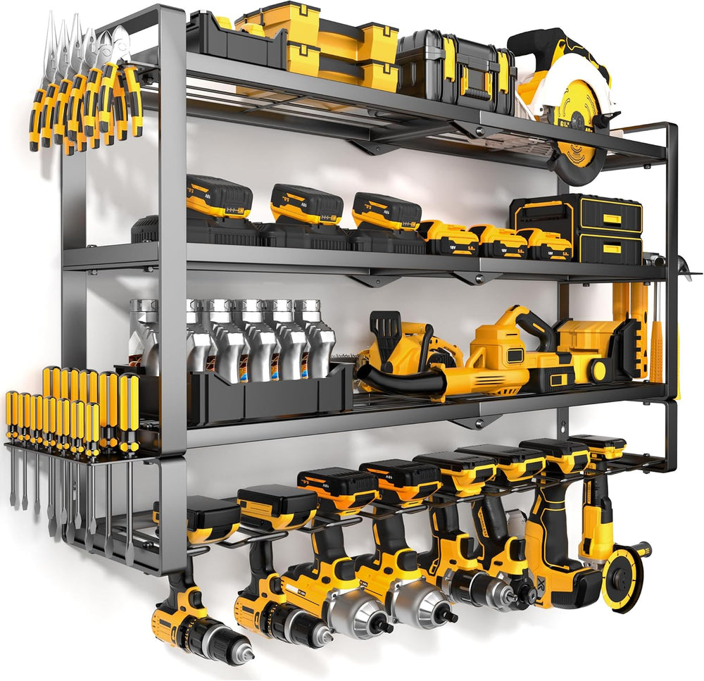 MOOMSINE Large Power Tool Organizer Wall Mount for Garage, 4-Tier Extra Tall ...