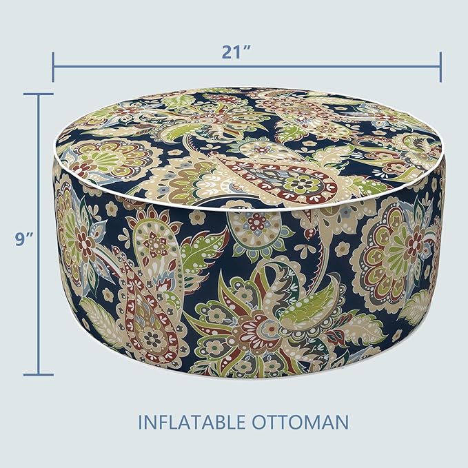 LVTXIII Inflatable Stool Ottoman Footrest with Handle, Decorative Fade-Resist...