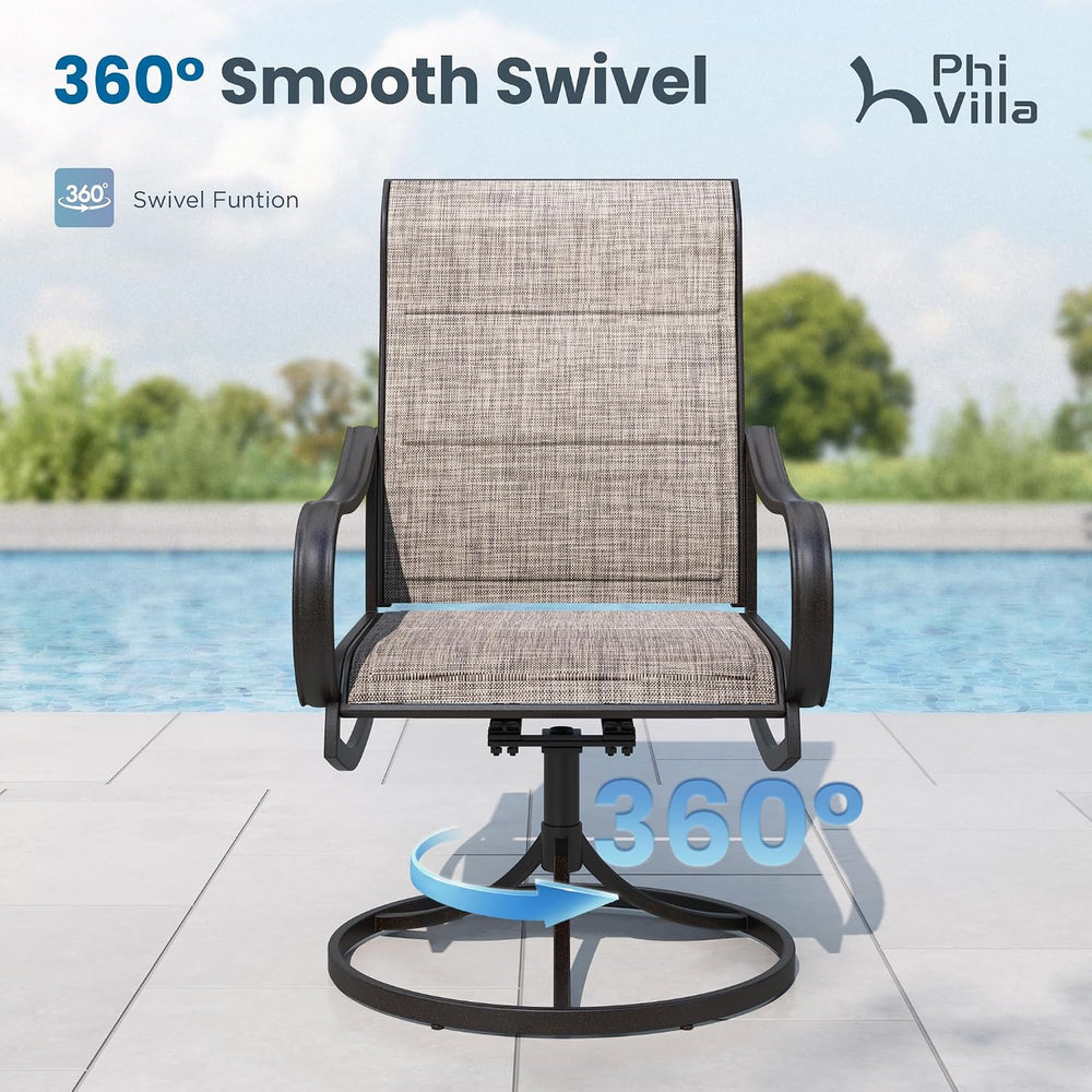 PHI VILLA Patio Dining Set for 8 w/ Expandable Table & Padded Swivel Chairs