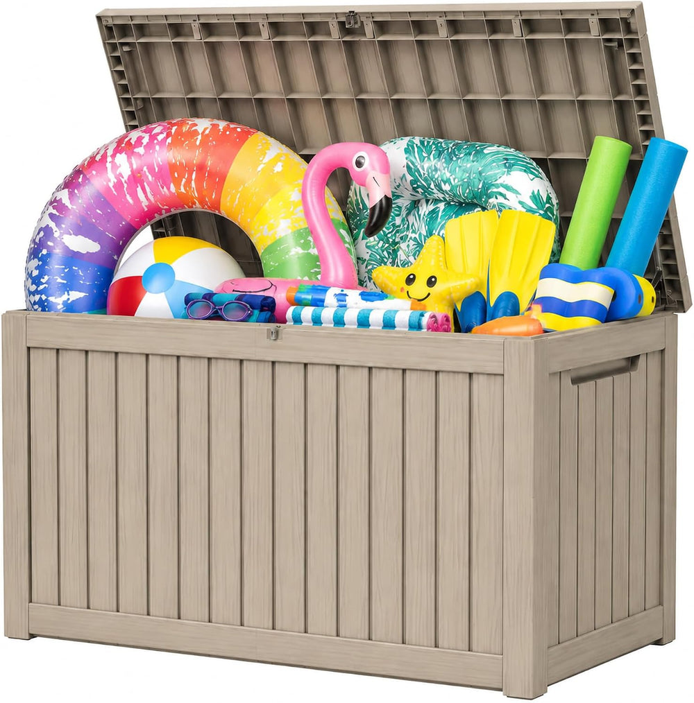 300 Gallon Lockable Resin Outdoor Storage Box, Waterproof & Weather Resis...