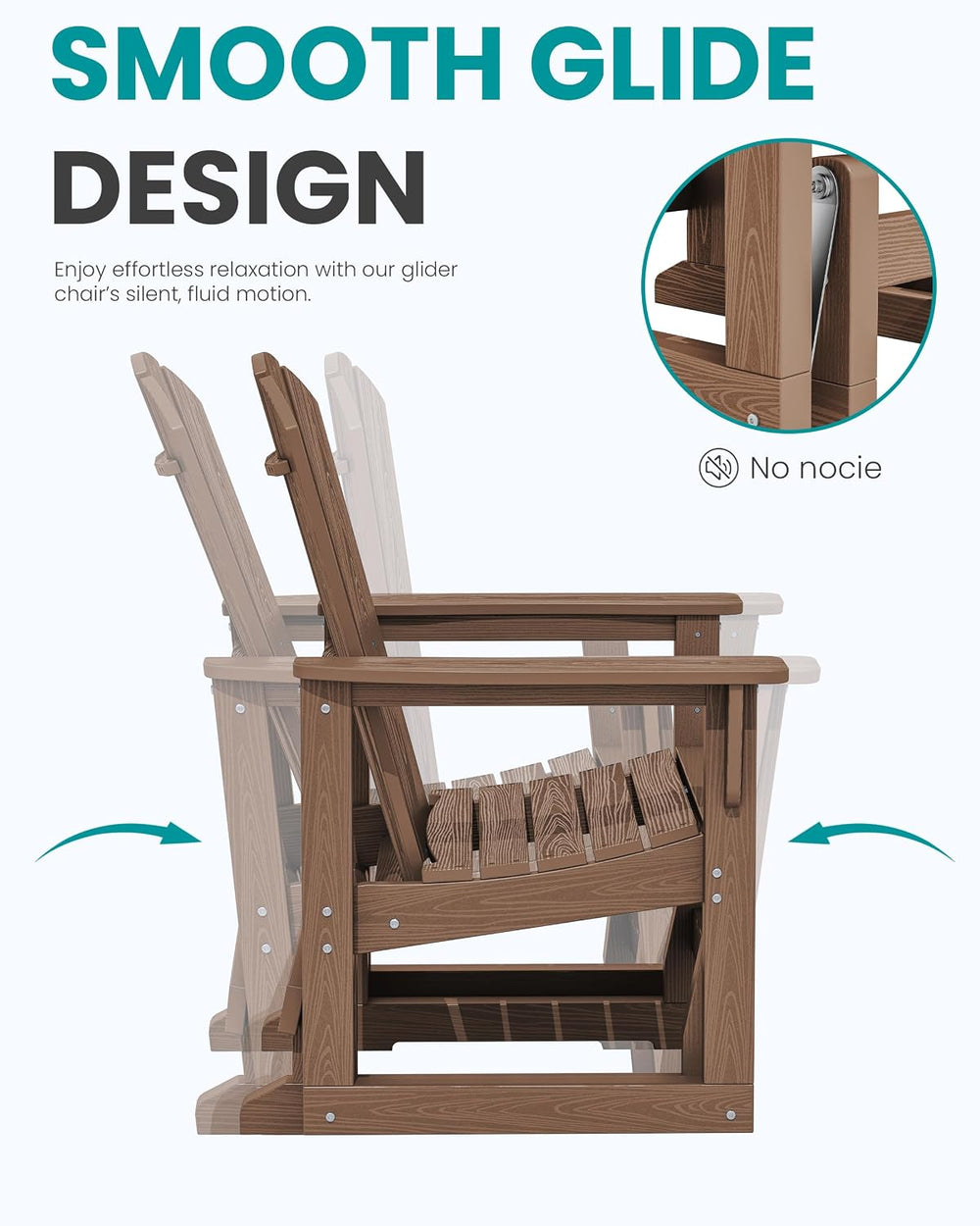 SERWALL HDPE Outdoor Glider, All-Weather Patio Glider Rocker