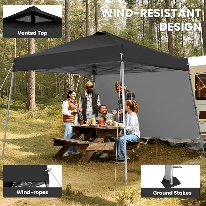 Canopy Tent, 10X10 FT Pop Up Canopy Outdoor Tent Slant Legs with Carrying Bag...