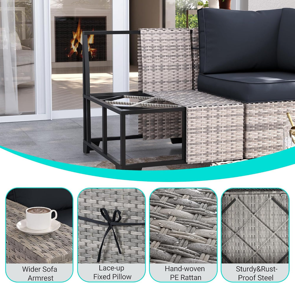 Outdoor Patio Furniture Set PE Wicker Rattan Outdoor Sectional Sofa